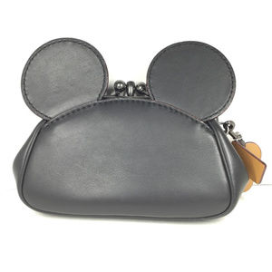 Coach Minnie Leather Kisslock Black Wristlet